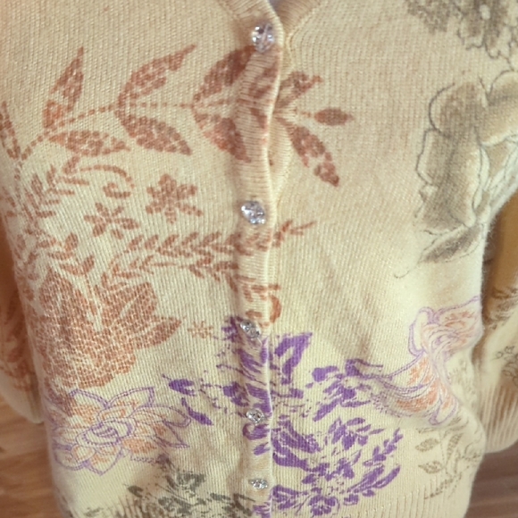 Christopher & Banks Floral Cardigan - Yellow and Purple - Picture 3 of 4